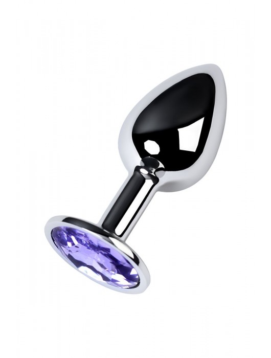 Серебристая конусовидная анальная пробка с фиолетовым кристаллом - 7 см. - ToyFa - купить с доставкой в Сергиевом Посаде