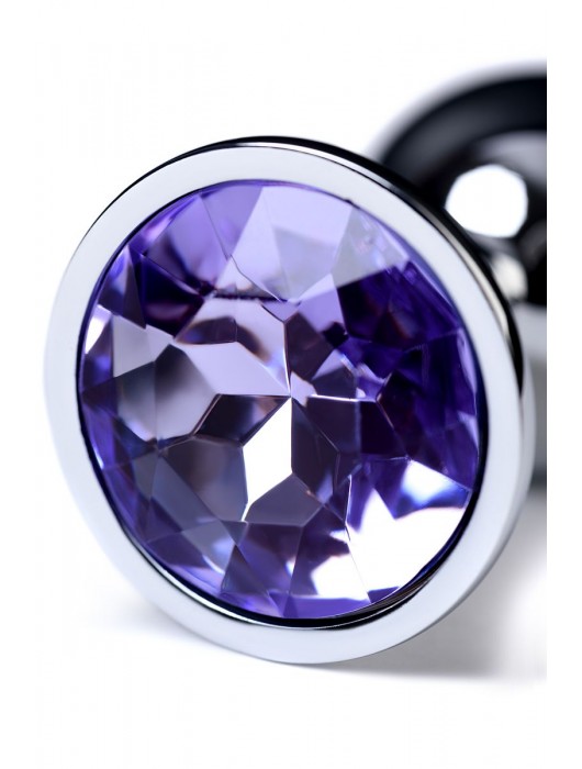 Серебристая конусовидная анальная пробка с фиолетовым кристаллом - 7 см. - ToyFa - купить с доставкой в Сергиевом Посаде
