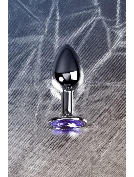 Серебристая конусовидная анальная пробка с фиолетовым кристаллом - 7 см. - ToyFa - купить с доставкой в Сергиевом Посаде