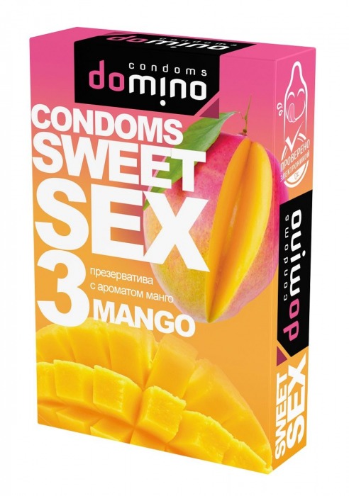 Презервативы для орального секса DOMINO Sweet Sex с ароматом манго - 3 шт. - Domino - купить с доставкой в Сергиевом Посаде