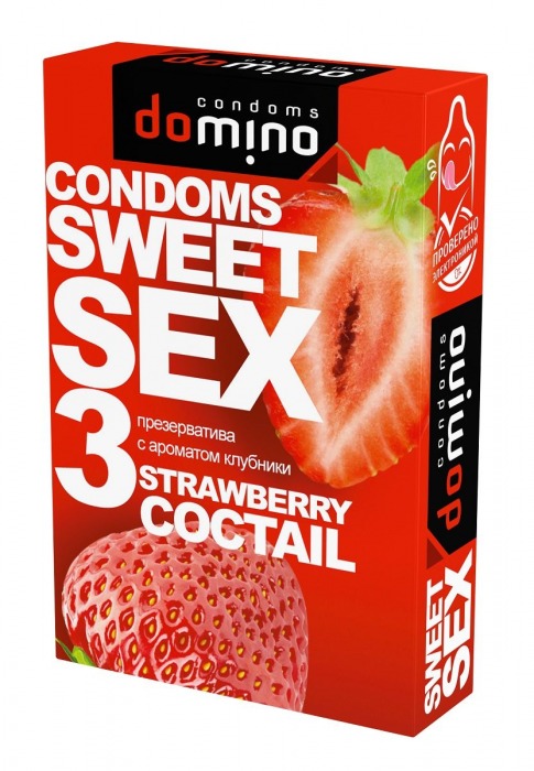 Презервативы для орального секса DOMINO Sweet Sex с ароматом клубничного коктейля  - 3 шт. - Domino - купить с доставкой в Сергиевом Посаде