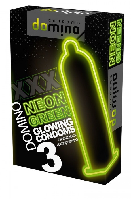 Презервативы DOMINO Neon Green со светящимся в темноте кончиком - 3 шт. - Domino - купить с доставкой в Сергиевом Посаде