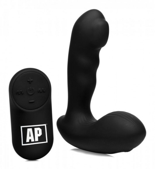 Черный стимулятор простаты Alpha-Pro 7X P-Milker Silicone Prostate Stimulator with Milking Bead - XR Brands - в Сергиевом Посаде купить с доставкой