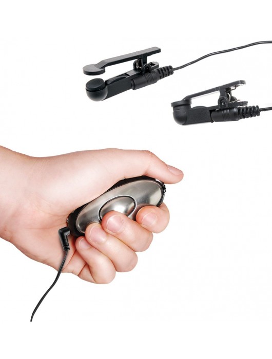 Черные электрические зажимы для сосков Shock Therapy Nipple Clamps - Pipedream - купить с доставкой в Сергиевом Посаде