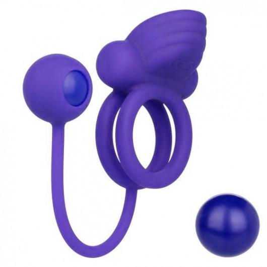 Фиолетовое эрекционное кольцо с утяжелителем Silicone Rechargeable Dual Rockin Rim Enhancer - California Exotic Novelties - в Сергиевом Посаде купить с доставкой