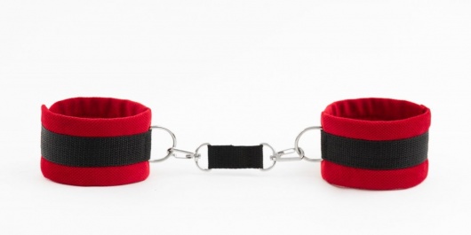 Красно-черные наручники My rules на сцепке - БДСМ Арсенал - купить с доставкой в Сергиевом Посаде