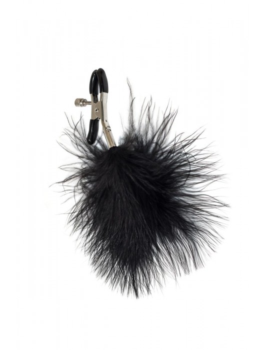 Зажимы на соски с черным пухом Euphoric - Lola Games - купить с доставкой в Сергиевом Посаде