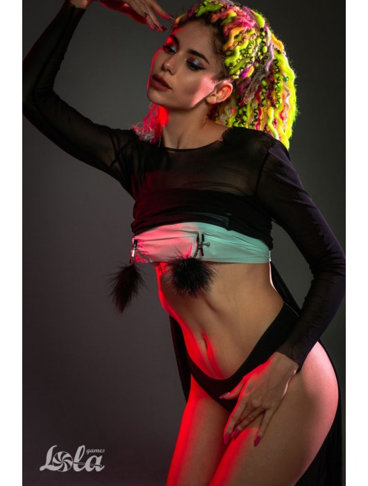 Зажимы на соски с черным пухом Euphoric - Lola Games - купить с доставкой в Сергиевом Посаде