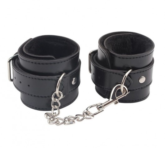 Черные оковы на ноги Obey Me Leather Ankle Cuffs - Chisa - купить с доставкой в Сергиевом Посаде