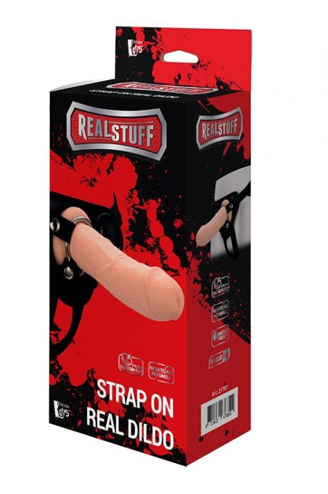 Черные трусики с телесной насадкой STRAP ON REAL DILDO - 21 см. - Dream Toys - купить с доставкой в Сергиевом Посаде