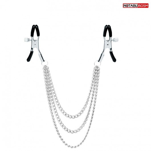 Оригинальные зажимы на соски с тройной цепочкой - Notabu - купить с доставкой в Сергиевом Посаде