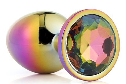Голографическая анальная втулка с радужным кристаллом - 7,1 см. - Dream Toys - купить с доставкой в Сергиевом Посаде