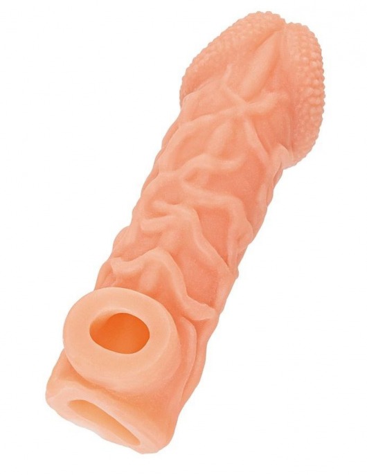 Телесная закрытая насадка с венками Cock Sleeve Size S - 13,8 см. - KOKOS - в Сергиевом Посаде купить с доставкой