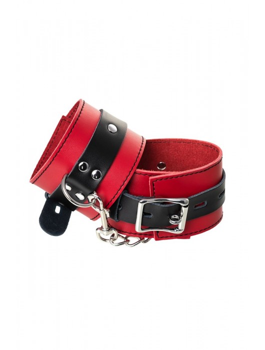 Красно-черные оковы на ноги из кожи - ToyFa - купить с доставкой в Сергиевом Посаде