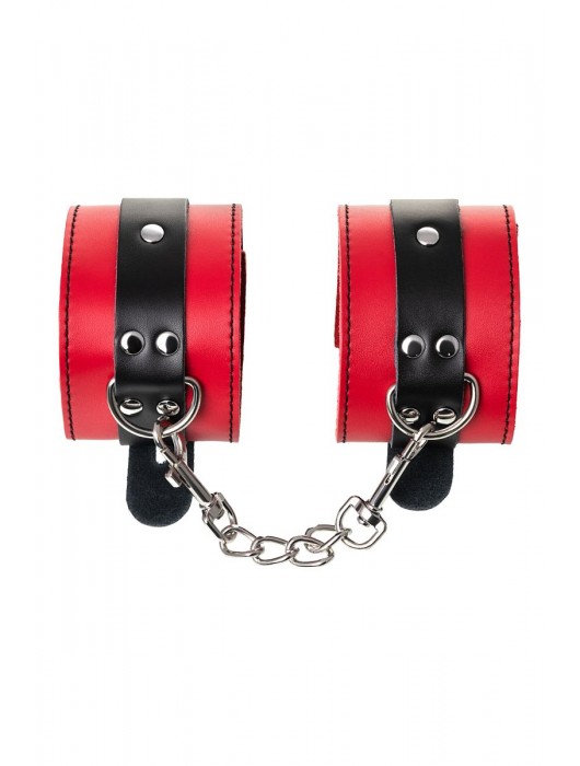 Красно-черные оковы на ноги из кожи - ToyFa - купить с доставкой в Сергиевом Посаде