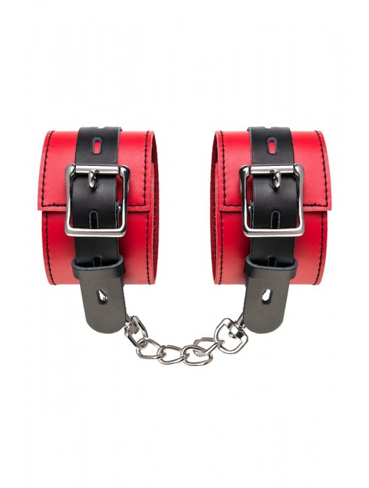 Красно-черные оковы на ноги из кожи - ToyFa - купить с доставкой в Сергиевом Посаде