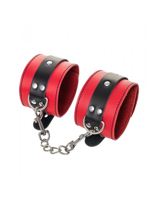 Красно-черные оковы на ноги из кожи - ToyFa - купить с доставкой в Сергиевом Посаде
