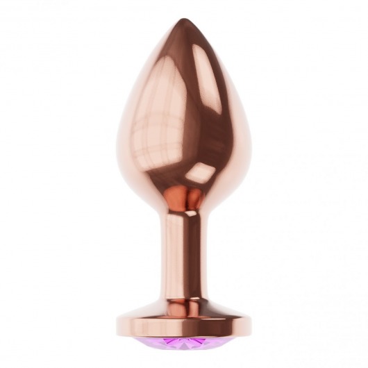 Пробка цвета розового золота с фиолетовым кристаллом Diamond Amethyst Shine S - 7,2 см. - Lola Games - купить с доставкой в Сергиевом Посаде