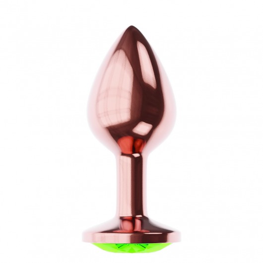Пробка цвета розового золота с лаймовым кристаллом Diamond Emerald Shine S - 7,2 см. - Lola Games - купить с доставкой в Сергиевом Посаде