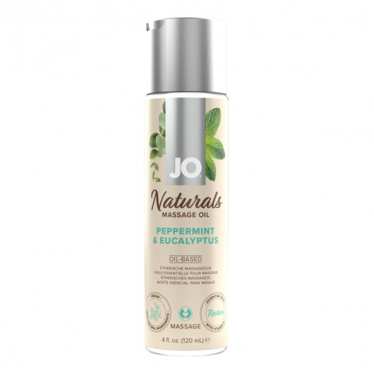 Массажное масло с ароматом перечной мяты и эвкалипта JO Naturals Peppermint   Eucalyptus - 120 мл. - System JO - купить с доставкой в Сергиевом Посаде