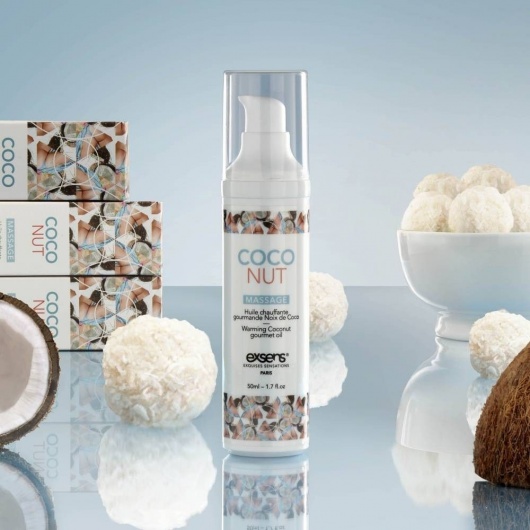 Разогревающее массажное масло с ароматом кокоса Gourmet Coconut - 50 мл. - Exsens - купить с доставкой в Сергиевом Посаде