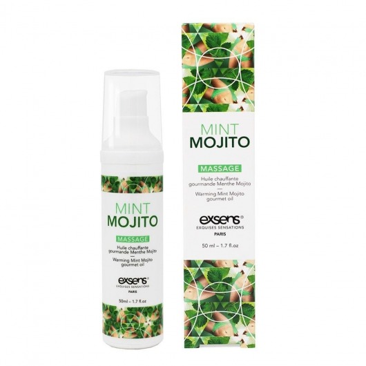 Разогревающее массажное масло с ароматом мохито Gourmet Mint Mojito - 50 мл. - Exsens - купить с доставкой в Сергиевом Посаде