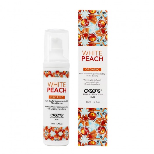 Разогревающее массажное масло Gourmet White Peach Organic с органическими ингредиентами - 50 мл. - Exsens - купить с доставкой в Сергиевом Посаде