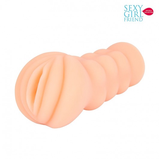 Телесный мастурбатор-вагина с комплектом эрекционных колец - Bior toys - в Сергиевом Посаде купить с доставкой