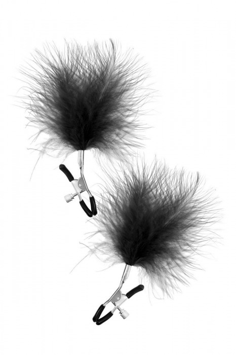 Зажимы на соски с черными пуховыми кисточками Sweet Caress Feather Nipple Clumps - Sweet Caress - купить с доставкой в Сергиевом Посаде