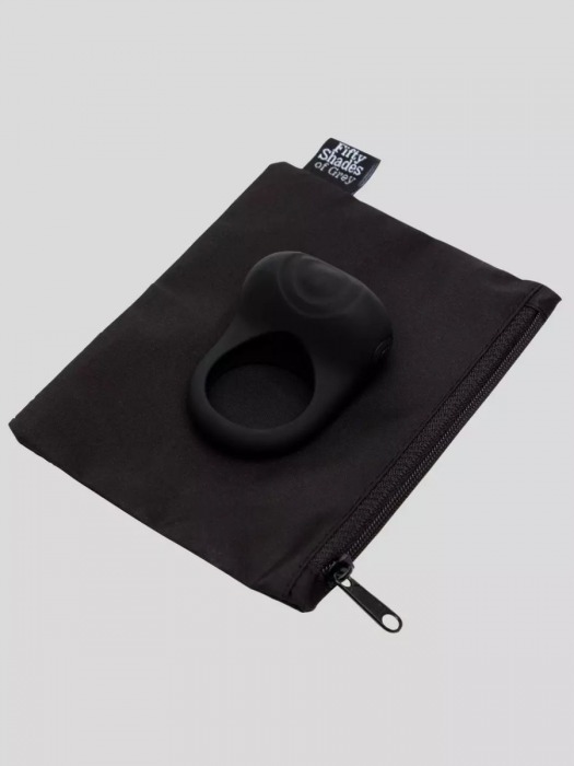 Черное эрекционное виброкольцо Sensation Rechargeable Vibrating Love Ring - Fifty Shades of Grey - в Сергиевом Посаде купить с доставкой
