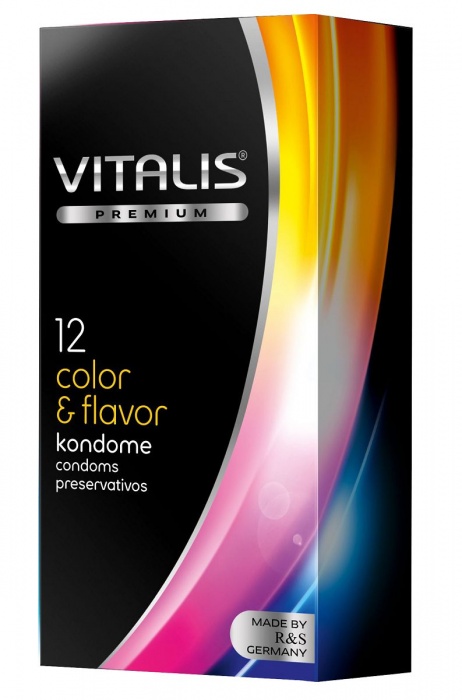 Цветные ароматизированные презервативы VITALIS PREMIUM color   flavor - 12 шт. - Vitalis - купить с доставкой в Сергиевом Посаде