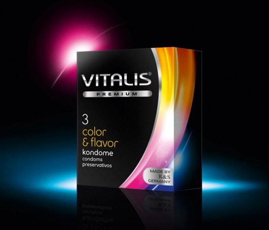 Цветные ароматизированные презервативы VITALIS PREMIUM color   flavor - 3 шт. - Vitalis - купить с доставкой в Сергиевом Посаде