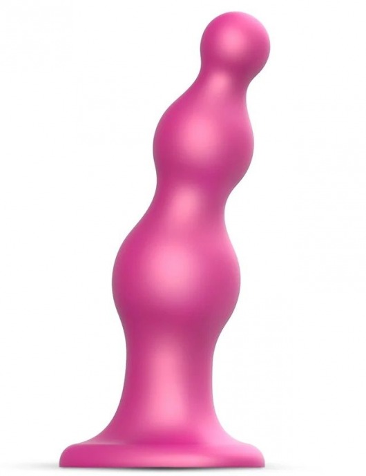 Розовая насадка Strap-On-Me Dildo Plug Beads size S - Strap-on-me - купить с доставкой в Сергиевом Посаде