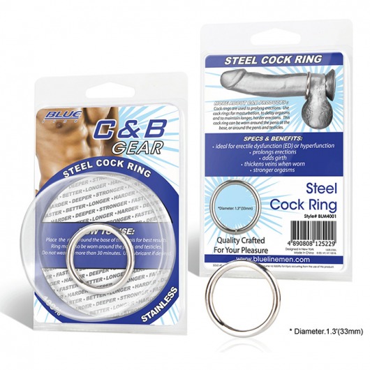 Стальное эрекционное кольцо STEEL COCK RING - 3.5 см. - BlueLine - в Сергиевом Посаде купить с доставкой