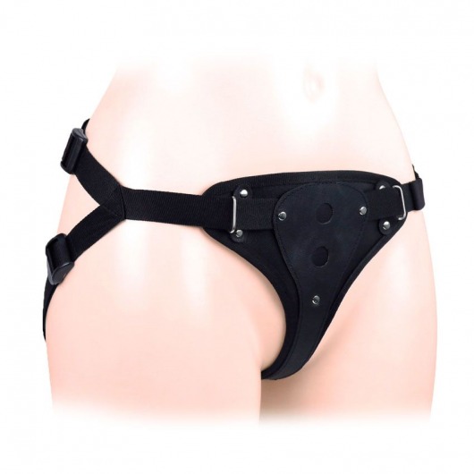 Черный пояс-трусики в комплекте с коннектором и насадкой - Notabu - купить с доставкой в Сергиевом Посаде