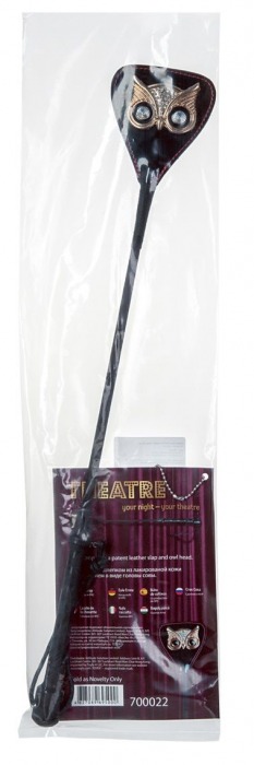 Чёрный стек с совой на кожаном наконечнике - 24 см. - ToyFa - купить с доставкой в Сергиевом Посаде