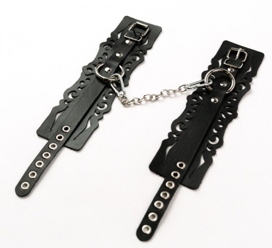 Узорчатые кожаные оковы с регулируемыми ремешками - Crazy Handmade - купить с доставкой в Сергиевом Посаде