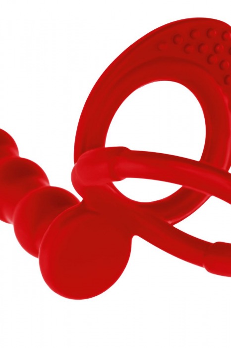 Красная насадка на пенис для двойного проникновения - 19,5 см. - ToyFa - купить с доставкой в Сергиевом Посаде
