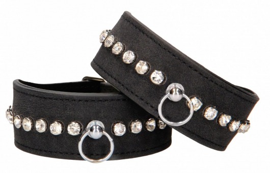 Черные поножи Diamond Studded Ankle Cuffs - Shots Media BV - купить с доставкой в Сергиевом Посаде