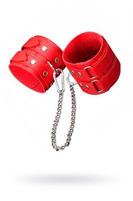 Кожаные красные оковы с цепочкой - Sitabella - купить с доставкой в Сергиевом Посаде