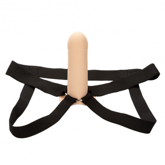 Телесный фаллопротез из силикона Extension with Harness - 15,75 см. - California Exotic Novelties - купить с доставкой в Сергиевом Посаде