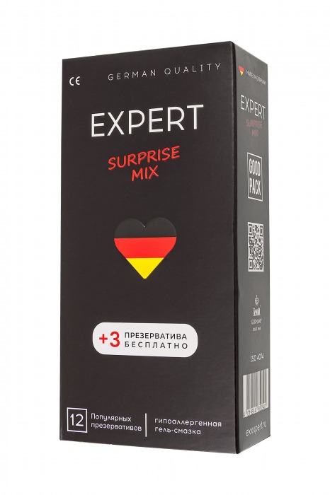 Презервативы EXPERT Surprise Mix - 12 шт.(+3 в подарок) - Expert - купить с доставкой в Сергиевом Посаде