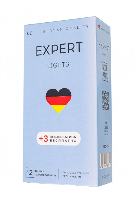 Ультратонкие презервативы EXPERT Lights - 12 шт.(+3 в подарок) - Expert - купить с доставкой в Сергиевом Посаде