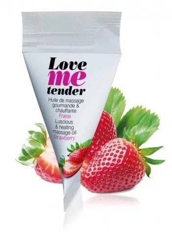 Съедобное согревающее массажное масло Love Me Tender Strawberry с ароматом клубники - 10 мл. - Love to Love - купить с доставкой в Сергиевом Посаде