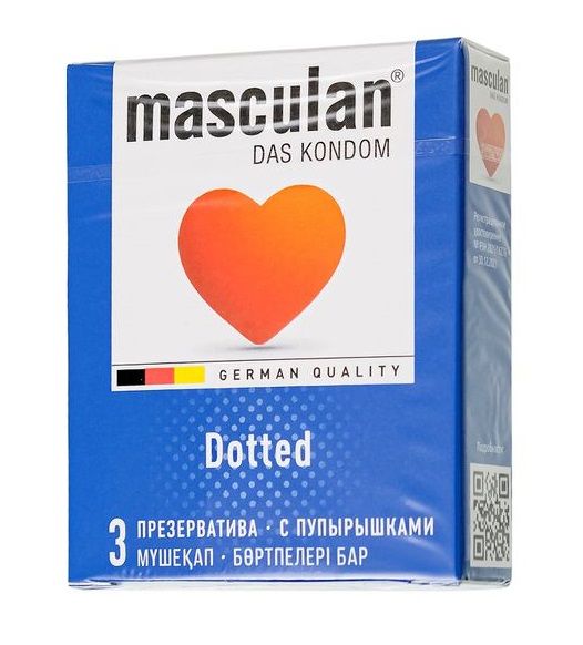 Презервативы с пупырышками Masculan Dotted - 3 шт. - Masculan - купить с доставкой в Сергиевом Посаде