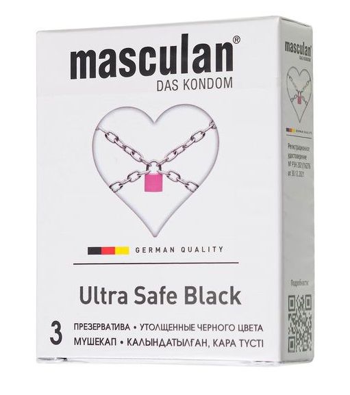 Ультрапрочные презервативы Masculan Ultra Safe Black - 3 шт. - Masculan - купить с доставкой в Сергиевом Посаде