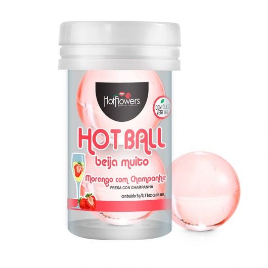 Лубрикант на масляной основе Hot Ball Beija Muito с ароматом клубники и шампанского (2 шарика по 3 гр.) - HotFlowers - купить с доставкой в Сергиевом Посаде