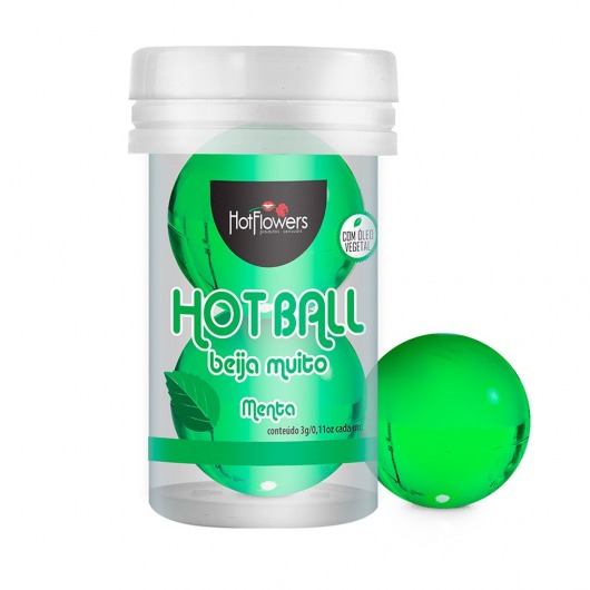 Лубрикант на масляной основе Hot Ball Beija Muito с ароматом мяты (2 шарика по 3 гр.) - HotFlowers - купить с доставкой в Сергиевом Посаде