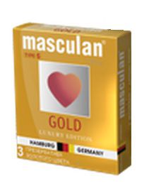 Презервативы Masculan Ultra Gold с золотым напылением и ароматом ванили - 3 шт. - Masculan - купить с доставкой в Сергиевом Посаде