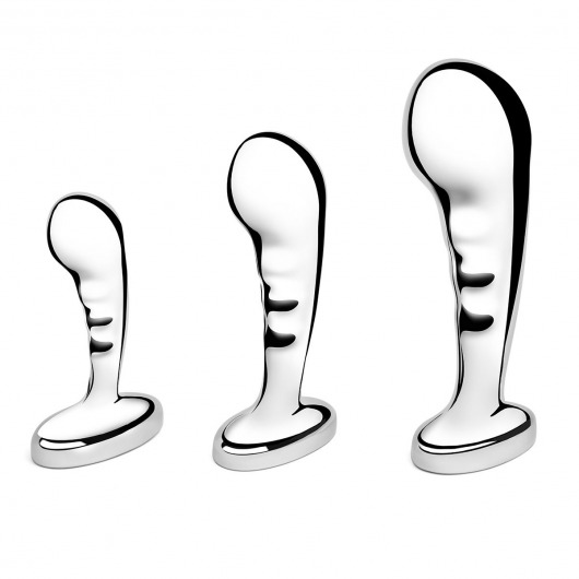 Набор из 3 стальных стимуляторов простаты Stainless Steel P-spot Training Set - b-Vibe - в Сергиевом Посаде купить с доставкой